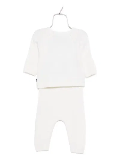 Petit Bateau Heart-embroidered Trousers Set In White