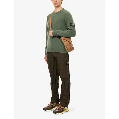Stone Island Mens Knitted Logo Patch Sweatshirt In Green