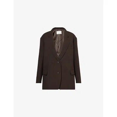The Frankie Shop Womens  Bea Single-breasted Stretch-woven Blazer In Brown