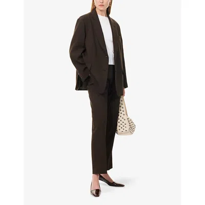 The Frankie Shop Womens  Bea Single-breasted Stretch-woven Blazer In Brown