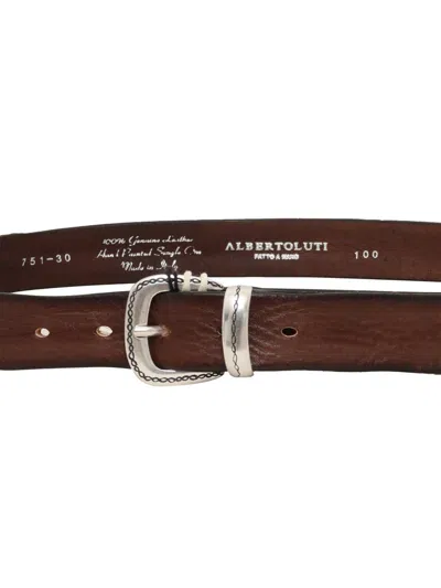 Alberto Luti Calfskin Belt In Brown Color