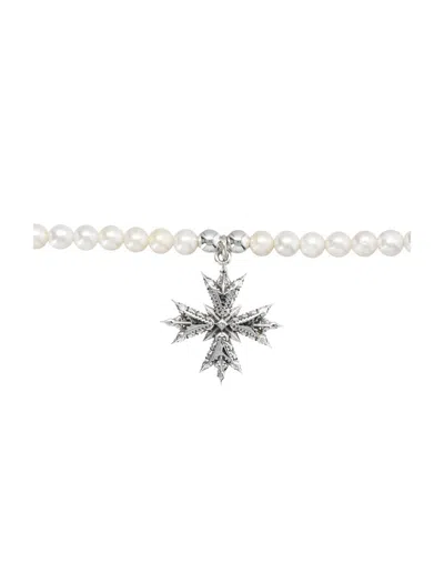 Emanuele Bicocchi Pearl Crest Necklace Medium Star In Metallic