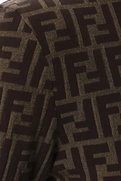 Fendi Ff Jacquard Turtleneck Sweater In Brown