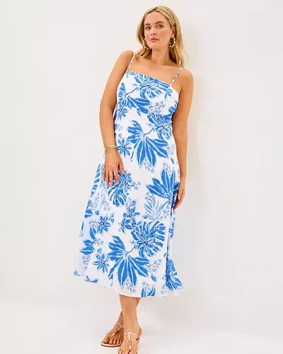 Lilly Pulitzer Jorgian Linen Midi Dress In Blue