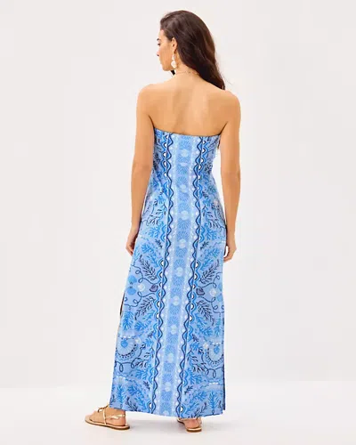 Lilly Pulitzer Noa Strapless Maxi Dress In Jacaranda Blue Knotty Nice Engineered Knit In Blue