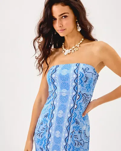 Lilly Pulitzer Noa Strapless Maxi Dress In Jacaranda Blue Knotty Nice Engineered Knit In Blue