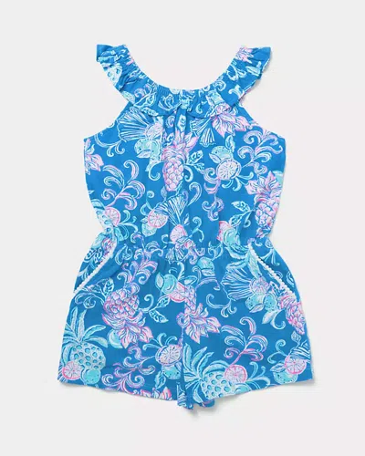 Lilly Pulitzer Girls Yardley Romper In Blue