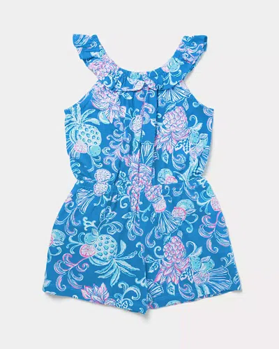 Lilly Pulitzer Girls Yardley Romper In Blue