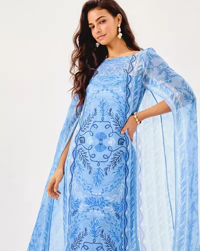 Lilly Pulitzer Kingston Silk Maxi Caftan In Blue