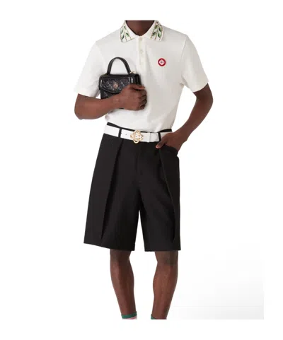 Casablanca Polo Shirt With Short Sleeves And Embroidered Collar In White