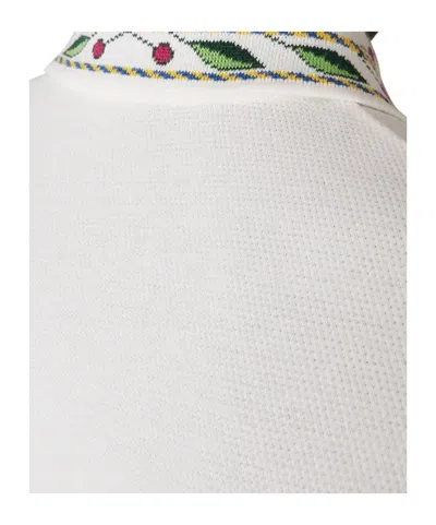 Casablanca Polo Shirt With Short Sleeves And Embroidered Collar In White