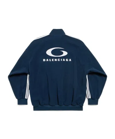 Balenciaga Loop Sports Icon Zip-up Jacket In Navy/white In Blue
