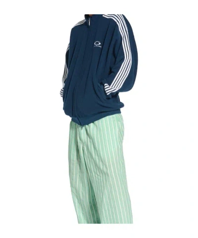 Balenciaga Loop Sports Icon Zip-up Jacket In Navy/white In Blue