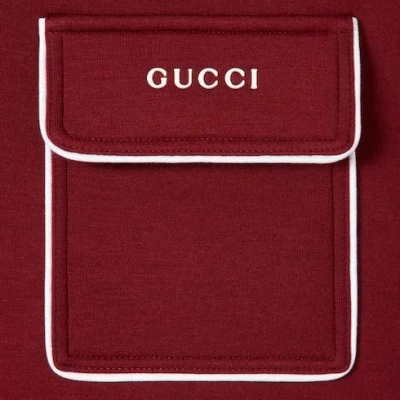 Gucci Jersey Zip Sweatshirt With Logo In Red