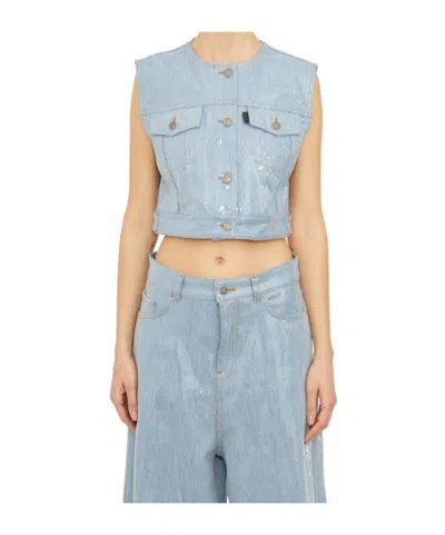 Haikure Button Vest In Blue
