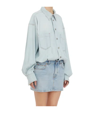 Haikure Button Denim Casual Suit In Blue