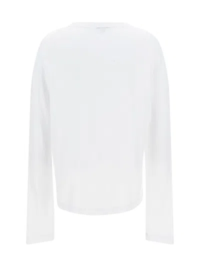 James Perse Crepe Jersey Oversized Long Sleeve Crew In White
