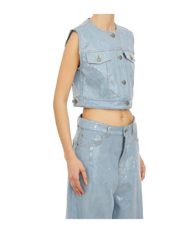 Haikure Button Vest In Blue