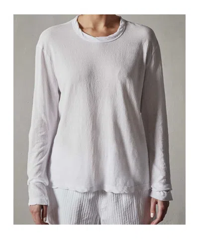 James Perse Crepe Jersey Oversized Long Sleeve Crew In White