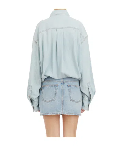 Haikure Button Denim Casual Suit In Blue