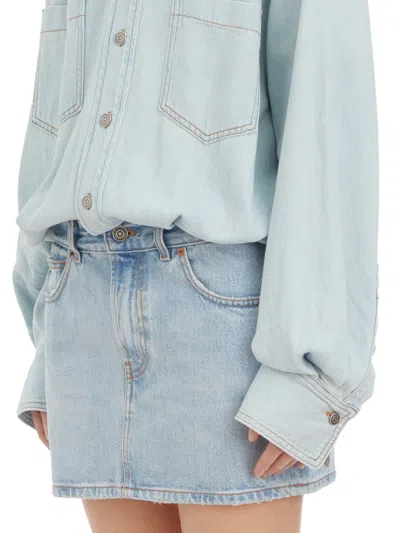Haikure Button Denim Casual Suit In Blue