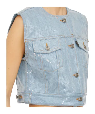 Haikure Button Vest In Blue