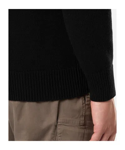Stone Island Button-up Jumper With Felt Trims In Black