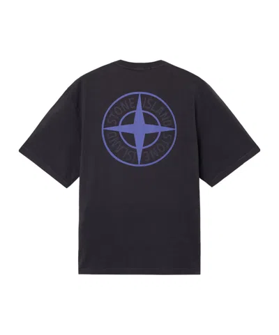 Stone Island Regular-fit Short-sleeve T-shirt With '02 Industrial Logos' Print In Black