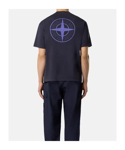 Stone Island Regular-fit Short-sleeve T-shirt With '02 Industrial Logos' Print In Black