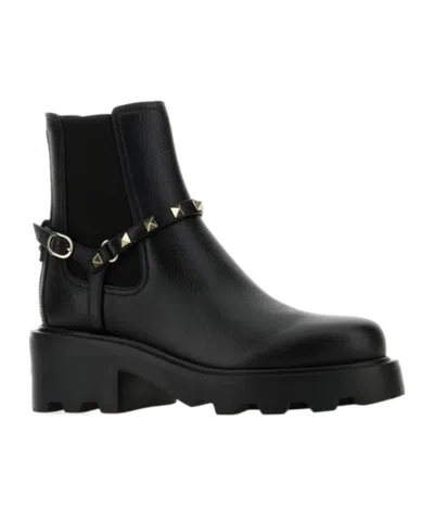 Valentino Rockstud Grainy Leather Boot