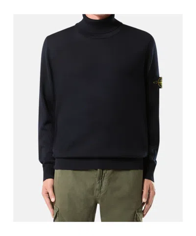 Stone Island Turtleneck Jumper With Finely Ribbed Trims In Black