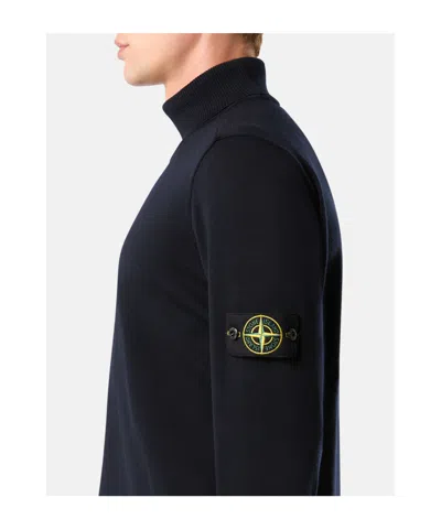 Stone Island Turtleneck Jumper With Finely Ribbed Trims In Black