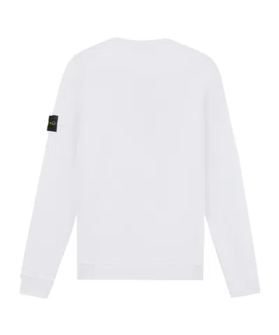 Stone Island Regular-fit Crewneck Sweatshirt With Elasticated Cuffs In White