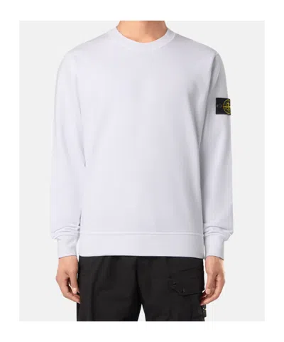 Stone Island Regular-fit Crewneck Sweatshirt With Elasticated Cuffs In White