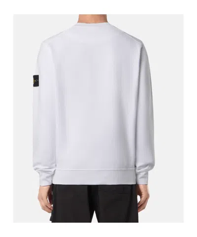 Stone Island Regular-fit Crewneck Sweatshirt With Elasticated Cuffs In White