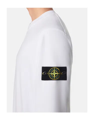 Stone Island Regular-fit Crewneck Sweatshirt With Elasticated Cuffs In White