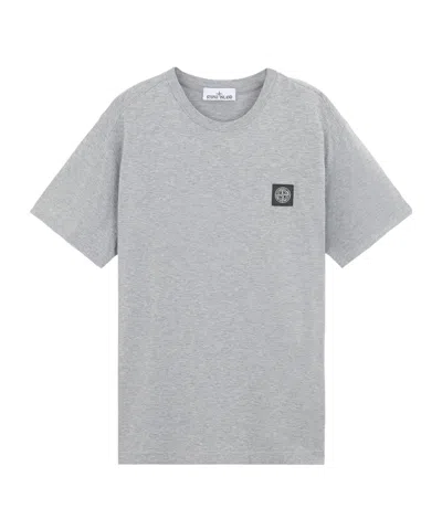 Stone Island Logo-patch Cotton T-shirt In Gray