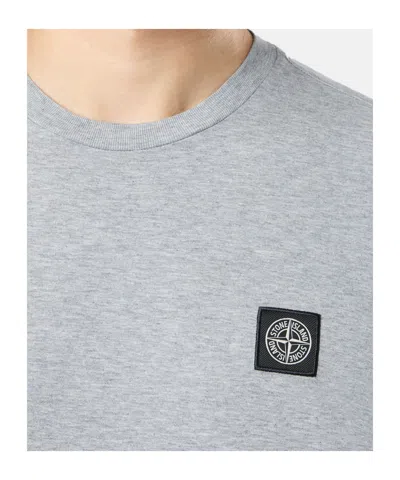 Stone Island Logo-patch Cotton T-shirt In Gray