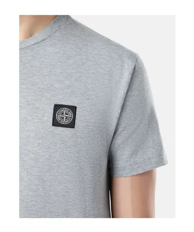 Stone Island Logo-patch Cotton T-shirt In Gray