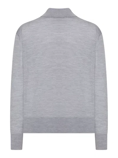Ami Alexandre Mattiussi Ami De Coeur Polo In Extrafine Wool And Silk In Gray
