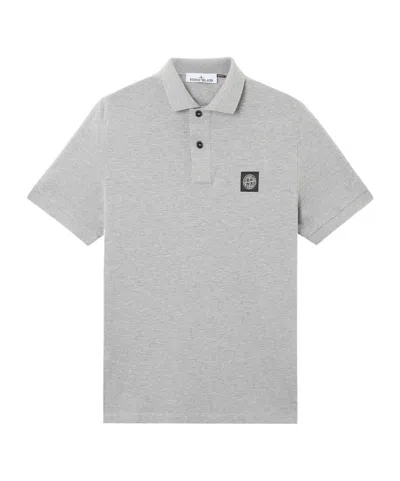 Stone Island Slim-fit Short-sleeve Polo Shirt With Compass Patch In Gray