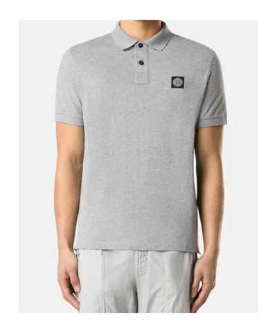 Stone Island Slim-fit Short-sleeve Polo Shirt With Compass Patch In Gray