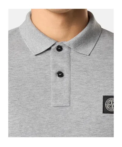 Stone Island Slim-fit Short-sleeve Polo Shirt With Compass Patch In Gray