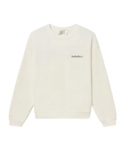 Frame Crew Neck Long Sleeve Sweatshirt In White