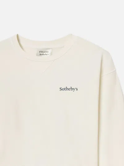Frame Crew Neck Long Sleeve Sweatshirt In White