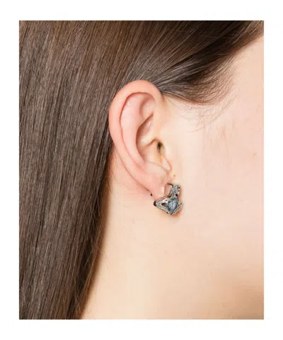 Vivienne Westwood Gemstone Heart Stud Earrings With Crystal Embellishments In White