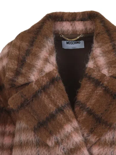 Moschino Double-breasted Plaid Coat With Warm Acrylic Blend