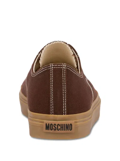 Moschino Low Top Sneakers Contrast Stitching In Brown