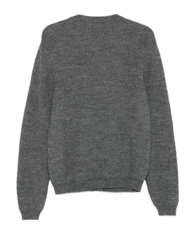 Moschino Ribbed Crewneck Sweater Long Sleeves In Gray