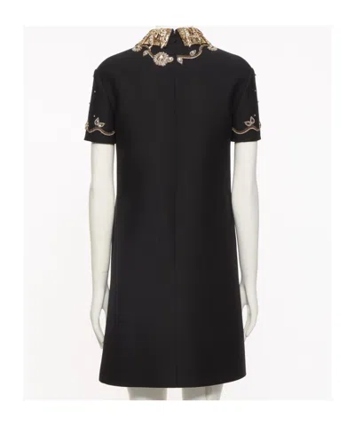 Valentino Lapel Short Sleeve Dress In Black